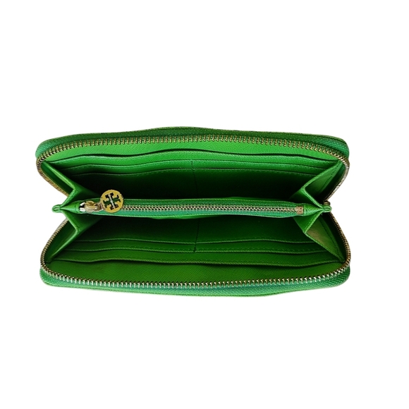 Tory Burch Lime Green Saffiano Leather Wallet - Picture 3 of 7
